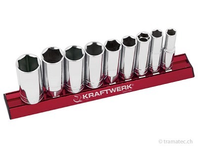 KRAFTWERK 9-t. Zoll-Stecknusssatz lang MAGALU 3/8'