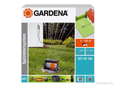GARDENA Sprinklersystem Komplett-Set mit Versenk-Viereckregner OS 140