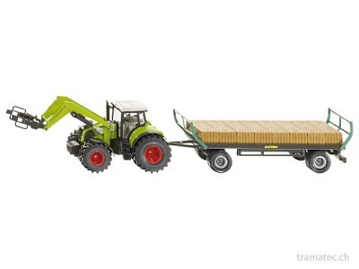 SIKU 1946 Traktor mit Quaderballengreifer und Ballenwagen