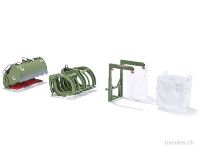 Wiking Frontlader Werkzeuge - Set B Bressel und Lade grün