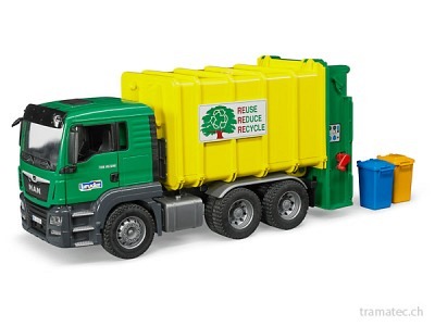 Bruder MAN TGS Müll-LKW Hecklader grün/gelb