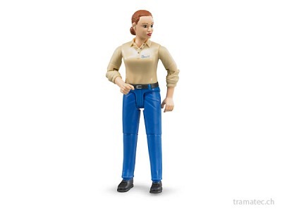 Bruder Frau mit hellem Hauttyp und blauer Hose
