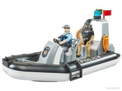Bruder Polizei Schlauchboot mit Polizist, Taucher und Zubehör