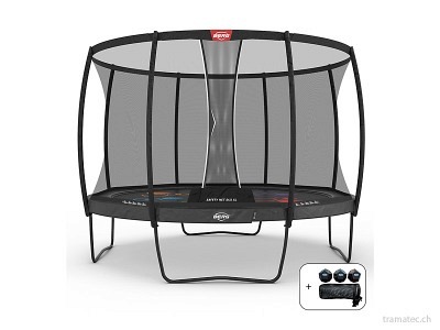 BERG Trampolin Elite grau 430 Levels + Sicherheitsnetz DLX XL